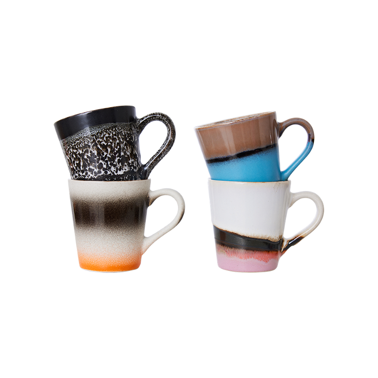 70`s Ceramic - Espresso Mugs 4er Set - Funky - 1