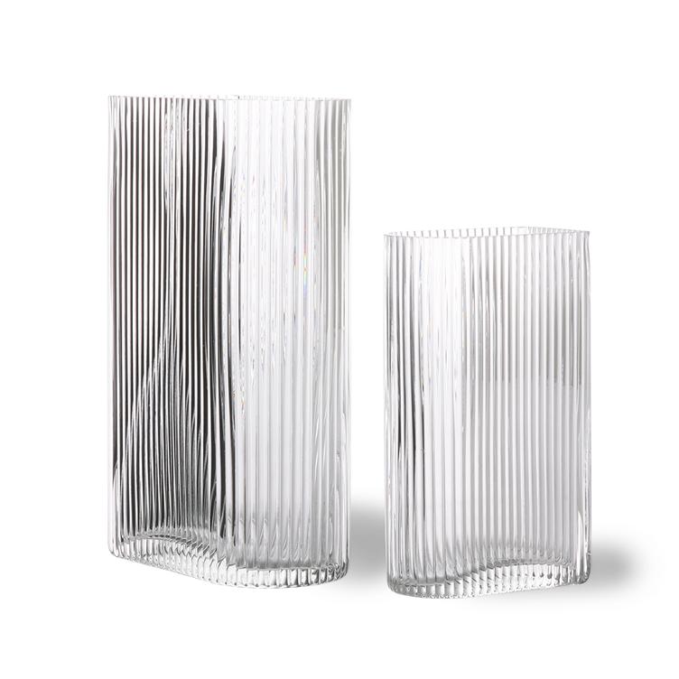 Vase clear ribbed - Size Large