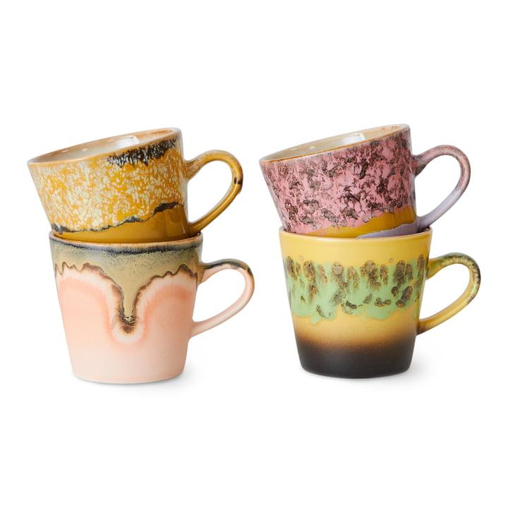 70`s Ceramic - americano mugs radiant 4er Set