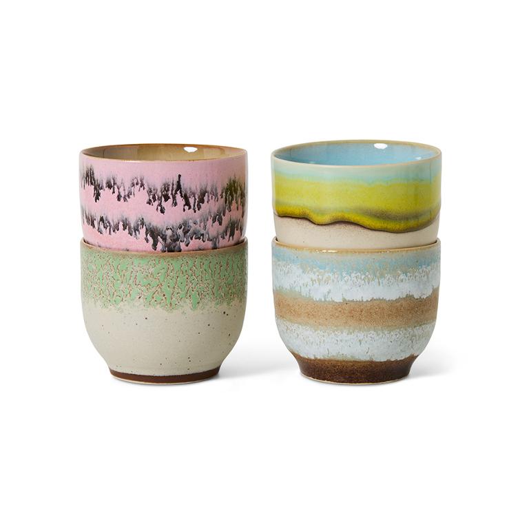 70`s Ceramic - café cups 4er Set - deco