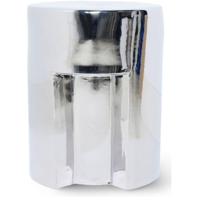 Stoneware side table - chrome